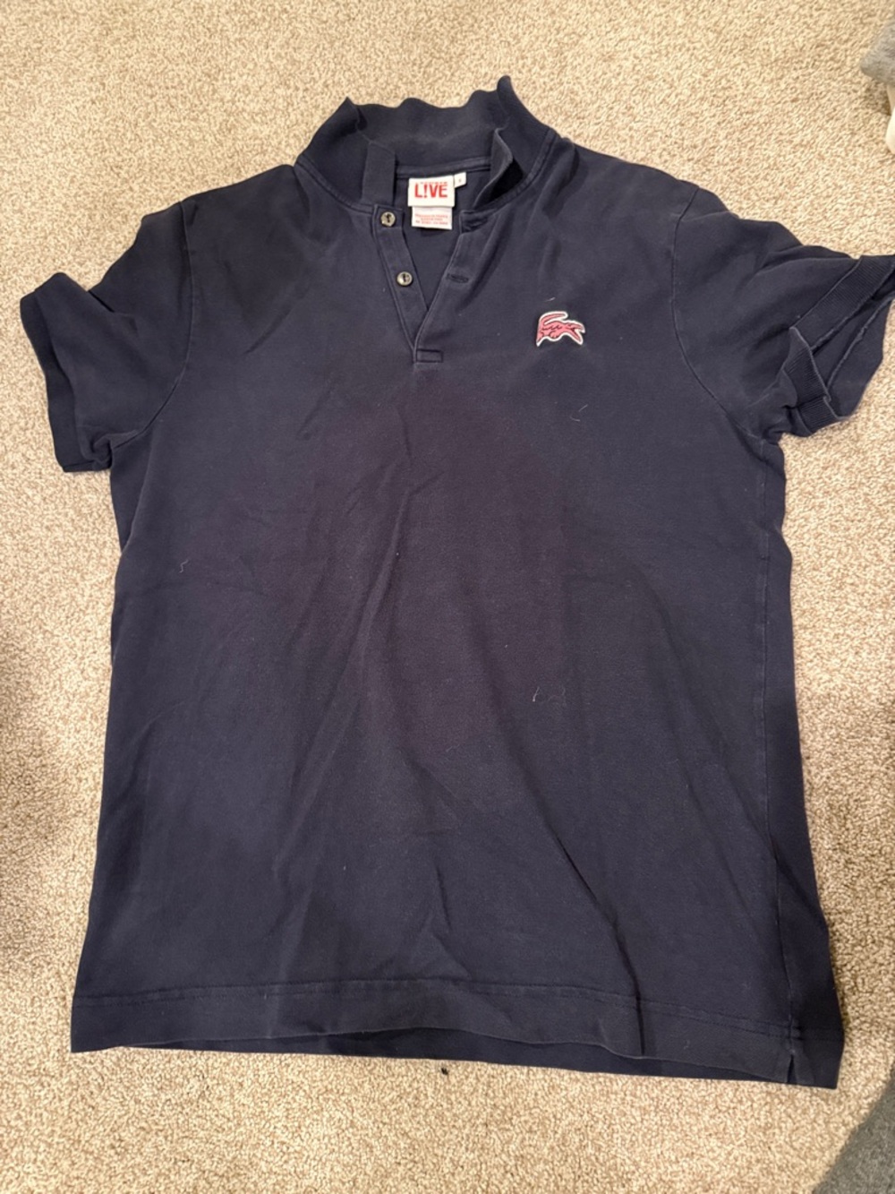 Lacoste Navy Polo with Red Embroidered Croc